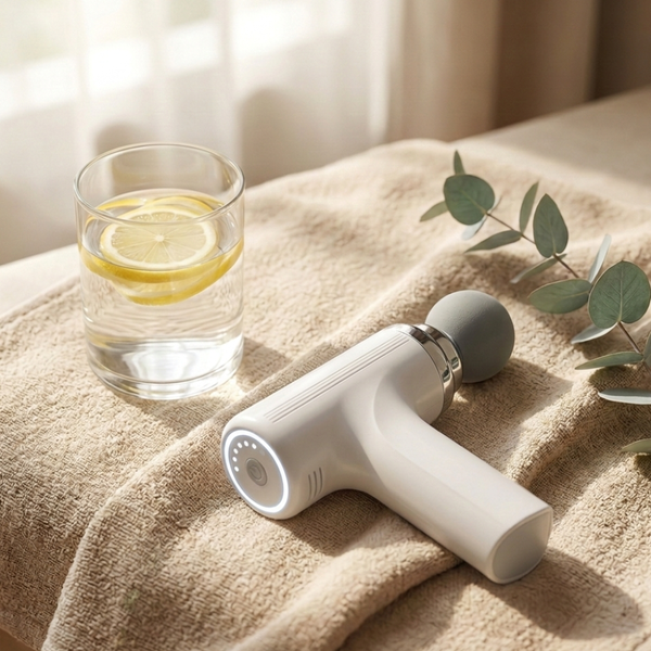 FlexRelief Pro™ – Mini Masażer Mięśni | 4 Końcówki | Ulga w 10 Minut
